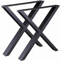 HMLT-4 Jeu de 2 Pieds de table en acier format x noir, Pieds pour meubles, Pieds de table métal 60x72cm - Bc-elec