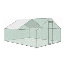 RA-342 Poulailler d'extérieur 3x4x2m, enclos grillagé pour poules, volaille, structure en acier galvanisé 25x0.65mm - Bc-elec