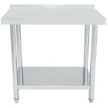 Bc-elec - WT2436B Table de cuisine, plan de travail avec rebord en inox 90x60cm, idéal cuisine, restaurant, gastronomie, table de découpe