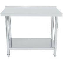 Bc-elec - WT2448B Table de cuisine, plan de travail avec rebord en inox 120x60cm, idéal cuisine, restaurant, gastronomie, table de découpe