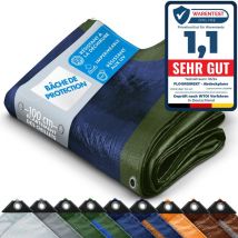 Floordirekt - Bâche de protection imperméable 140 g/m² Vert / bleu 10 x 12 m