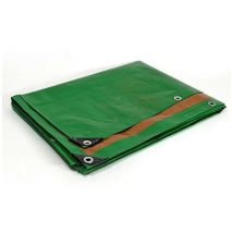 KALEMBAL Bâche Chantier 6x10 m - Très résistante - Etanche - Anti-UV - Verte et marron - Oeillets