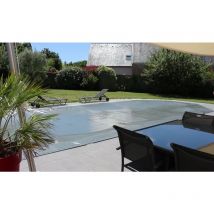 Couverture de Sécurité 4 Saisons Cov'Top - Piscine 5,5x11m - Enrouleur manuel inclus - Bâche Gris Poolco