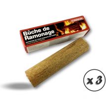 Bûche de ramonage chimique Cheminée insert poêle chaudière foyers ouverts - Lot de 3 - Buche de ramonage