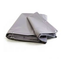 Bâche Industrielle 2x3 m - Ultra résistante - Etanche - Anti-UV - Fabrication française - Grise - Oeillets - Kalembal