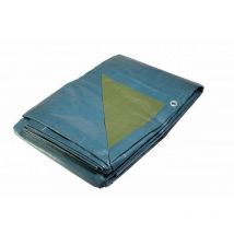 Kalembal - Bâche Jardin 10x15 m - Résistante - Etanche - Anti-UV - Bleue et verte - Oeillets