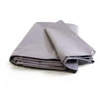 Kalembal - Bâche Toiture 3x5 m - Ultra résistante - Etanche - Anti-UV - Fabrication française - Grise - Oeillets