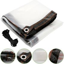 Bâche transparente armée Extérieur avec Oeillets, Bâche en Plastique pvc Bâche Imperméable Transparente Indéchirable et Coupe-Vent Bâche 2x5m