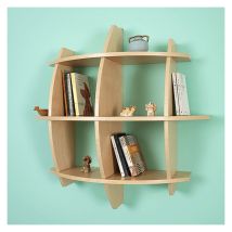 Wandregal aus Holz, Bücherregal mit Ahorn‐Finish, made in italy, mod. Pepe, L75 x P30 x H75