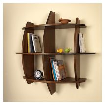 Wandregal aus Holz, Bücherregal mit Nussbaum‐Finish, made in italy, mod. Pepe, L75 x P30 x H75