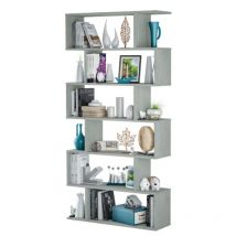 Bücherregal 80x25x192 cm in Betonoptik mit 6 Regalböden – Argentera