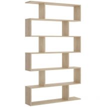 Buchhandlung Joliet, Hohes doppelseitiges Bücherregal, Trennregal mit 5 Fachböden, Modernes Büroregal, cm 80x24h192, Eiche