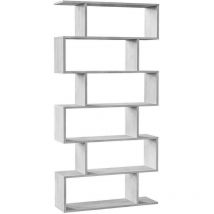 Buchhandlung Joliet, Hohes doppelseitiges Bücherregal, Trennregal mit 5 Fachböden, Modernes Büroregal, cm 80x24h192, Betongrau