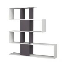 Bücherregal Regal 4 Ebenen 9 Fächer weiß grau 145x29xh.145 cm