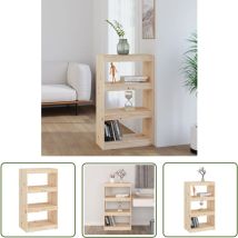 The Living Store Bücherregal/Raumteiler 60x30x103,5 cm Massivholz Kiefer - Bucherregal - Holzmöbel - Kiefernholz - Raumteiler - Wohnzimmerdeko