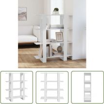 The Living Store Bücherregal/Raumteiler Weiß 100x30x123,5 cm - Bucherregal - Holzregal - Raumteiler - Etagenregal - Weißes Regal