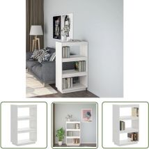 Tovbmup - The Living Store Bücherregal/Raumteiler Weiß 60x35x103 cm Massivholz Kiefer - Buche Regal - Holzmöbel - Bücherständer - Raumteiler - Weißer