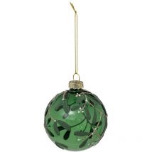 Fééric Lights And Christmas - Ghiera natalizia verde con vischio 8cm in vetro - Atmosphera créateur d'intérieur