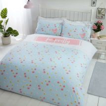Rapport Home - Be Pretty Blue King Size Duvet Cover Set Floral Bedding Quilt Set - Blue