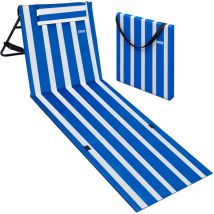 Folding Beach Lounger With Adjustable Backrest Lightly Padded Foldable Sun Bed With Side Pocket Cushion Shoulder Strap Weatherproof Beach Mat Lounger