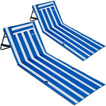 Folding Beach Lounger With Adjustable Backrest Lightly Padded Foldable Sun Bed With Side Pocket Cushion Shoulder Strap Weatherproof Beach Mat Lounger