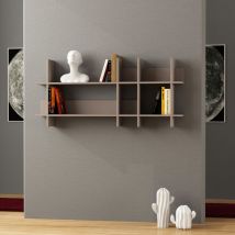 Decortie - Beads Wall Mounted Modern Bookcase Display Unit Mocha Grey w 150cm Wide - Mocha Grey