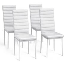 4 Chaises Salle à Manger Lot de 4 Chaises de Cuisine Siege Rembourre en Cuir pu Patte Metal Pied en Caoutchouc Blanc - Bealife