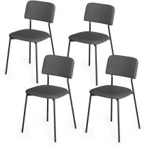 Bealife - 4er Set anthrazitfarbene Esszimmerstühle mit gepolstertem Rücken, Metallgestell und Gummifüßenschutz für Wohnzimmer, Büro & Essbereich