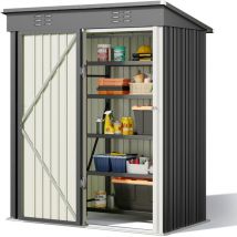 Abri de Jardin en Metal 162 x 95 x 182 cm Cabanon Gris sur Terrain - Bealife