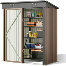 Abri de Jardin en Metal 162 x 95 x 182 cm Cabanon Marron sur Terrain - Bealife