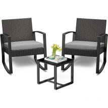 Bealife - Conjunto de Muebles de Jardín para 2 Personas Acero Sillón Cojines Mesa Vidrio Templado Ideal Juegos Barras Bistro Comedor Conversación
