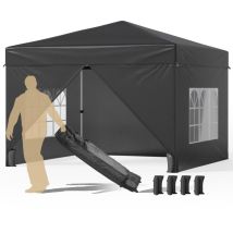 Bealife - Gartentonnelle Außen/Barnum 3x3m Empfangszelt mit Seitenvorhang, Lagerungstasche mit Rollen, verstellbare Höhe 2,5 m