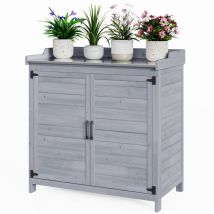 Bealife - Grauer Pflanztisch mit Unterschrank und bewegbarem Einlegeboden für Innen- und Außenbereich 48T x 98B x 95H