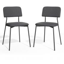 Bealife - Juego de 2 Sillas de Comedor Antracita con Respaldo Acolchado, Estructura y Patas de Metal, Protección de Goma en Patas para Comedor, Salón