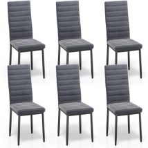 Bealife - Juego de 6 Sillas de Comedor y Cocina con Asiento Acolchado en Tela de Terciopelo, Patas de Metal y Base de Goma Gris Oscuro