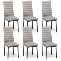 Bealife - Juego de 6 Sillas para Comedor - Sillas de Cocina con Asiento Acolchado en Cuero Sintético, Patas de Metal y Base de Goma Gris