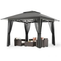 Bealife Klappbare Pavillon 3x3 wasserdicht UV 50+ Metall-Pergola Gartenlauben für Außen, Camping, Festival, Strand höhenverstellbar Insektenschutz