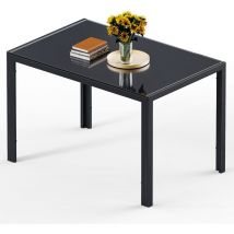 Bealife - Mesa Comedor Rectangular de Vidrio Templado para 6 Personas con Estructura y Patas de Metal Negro 130 x 70 x 75 cm