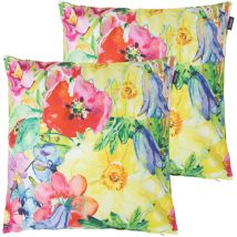 Bean Bag Bazaar - Veeva Coussins d'assise, Lot de 2, 43cm x 43cm, Coussins de Siège, Résistant à l'eau, Coussins d'intérieur et d'extérieur, Fleurs