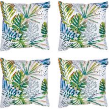 Bean Bag Bazaar - Veeva Coussins d'assise, Lot de 4, 43cm x 43cm, Coussins de Siège, Résistant à l'eau, Coussins d'intérieur et d'extérieur, Palmier