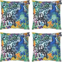 Bean Bag Bazaar - Veeva Coussins d'assise, Lot de 4, 43cm x 43cm, Coussins de Siège, Résistant à l'eau, Coussins d'intérieur et d'extérieur, Paonne