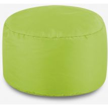 Veeva Pouf Rond, Repose-Pieds - 38cm x 20cm - Textile Tissé, Résistant à l'eau, Poufs d'intérieur et d'extérieur, Vert Citron, oeko-tex