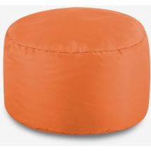 Veeva Pouf Rond, Repose-Pieds - 38cm x 20cm - Textile Tissé, Résistant à l'eau, Poufs d'intérieur et d'extérieur, Orange, oeko-tex