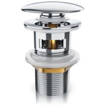 Bearware - Ablaufgarnitur mit Überlauf Stöpsel - Messing verchromt - 11/4 Zoll - Ablaufventil - für Waschbecken Spüle Küche Bad - Ersatzdichtungen