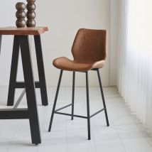 Beau Industrial Barhocker Cognac Kunstleder - 67cm Sitzhöhe -