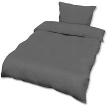 Beautissu - 2 x Set Copripiumino Julie - Federa Cuscino 80x80 - Biancheria da Letto Singolo, in 100% cotone, dotato di cerniera Antracite, 200cm,