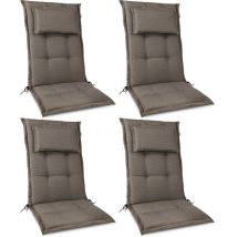 Beautissu - 4er Set Hochlehner Auflage HighLux hl 120x50x7 cm Taupe