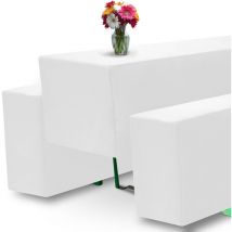 Basic m - Set de 3 Fundas de Conjunto de Banco y Mesa de Picnic Blanco, 50cm - Beautissu