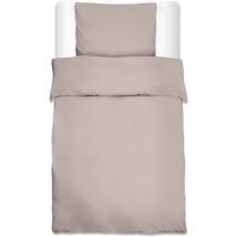 Completo Lenzuola di Cotone Rinforzato Julie: 1 Sacco Copripiumino con Una Federa Taupe, 220x155 cm - Beautissu