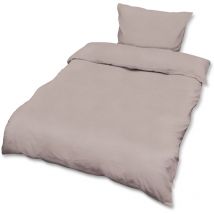 Beautissu Julie Ensemble literie en 100% coton renforcé – Set de 4 Taupe, 220cm, 155cm